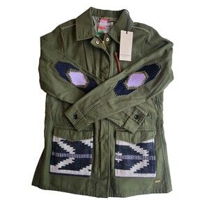 $248 NWT Scotch & Soda cotton shirt jacket with embroidered elbows and collar XS